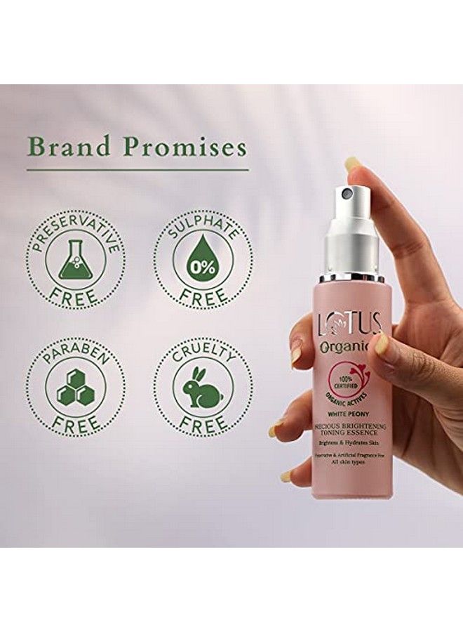 Lotus Organics+ Precious Brightening Toning Essence ; 100% Organic White Peony ; Sulphate & Paraben Free Face Toner ; All Skin Types ; 50Ml  - Image 5
