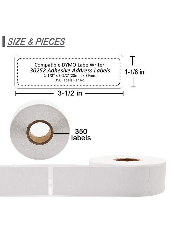Label KINGDOM 30252 Label Replace For Dymo 30252 Label Writer 450 Labels 1 1/8 X 3 1/2 Adhesive White Paper Address Labels For 450 Turbo 4Xl Printer (350 Labels Per Roll 1 Roll) - Image 3