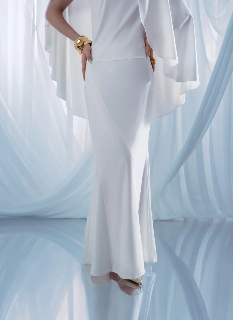 Lichi Flared maxi skirt with diagonal seams