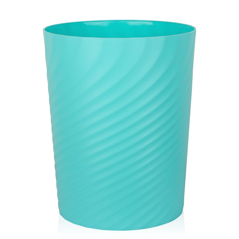 UUJOLY Plastic Small Trash Can Wastebasket, Garbage Container Basket for Bathrooms, Laundry Room, Kitchens, Offices, Kids Rooms, Dorms, (Light Blue, 1.8 Gallon) - Image 1