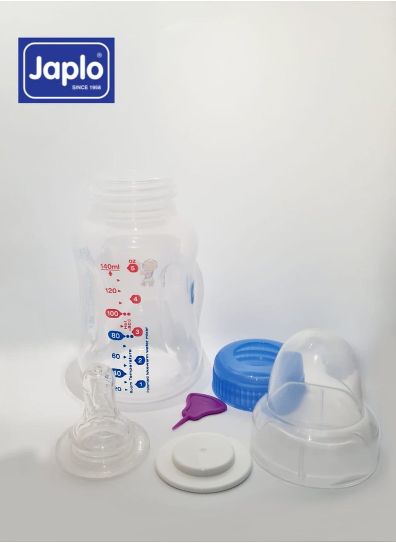 Japlo Easy mix & grip  baby feeding Bottle with Anti-colic nipple & Lukewarm water mixer size 140 ml (assorted)  - Image 5