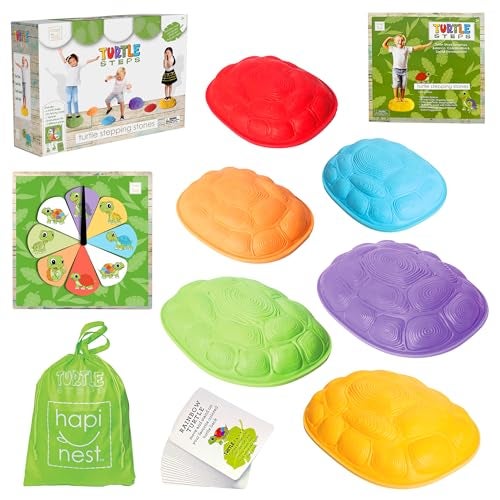 Hapinest Turtle Balance Stepping Stones for Kids Obstacle Course Coordination Game for Kids Family Indoor Outdoor Sensory Play Equipment Toys Toddler Stepping Stones Ages 3 4 5 6 7 8 Years and Up - Image 1