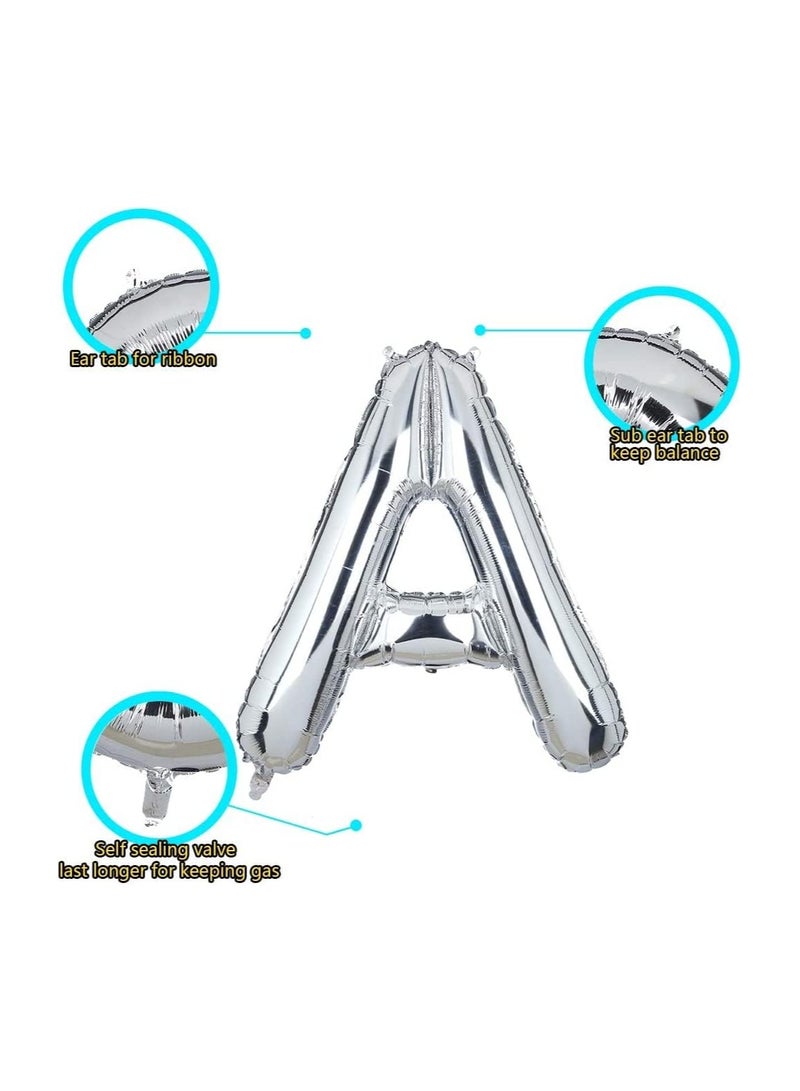 Goldedge 32 Inch Giant Silver Letter A Foil Helium Balloons Big Single Mylar Balloon Birthday Party Decoration Supply Baby Shower (Silver A) - Image 2