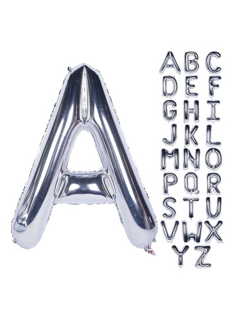 بالون هليوم فضي عملاق على شكل حرف A بحجم 32 إنش - بالون مايلاير كبير فردي لتزيين حفلات عيد الميلاد وحفلات استقبال المواليد (A فضي)