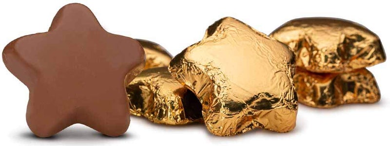 Madelaine Chocolate Gold Stars - Christmas Candy Party Favors - 24 Milk Chocolate Candy Individually Wrapped In Gold Foil for Party Decorations 8 Oz Bag - Image 5