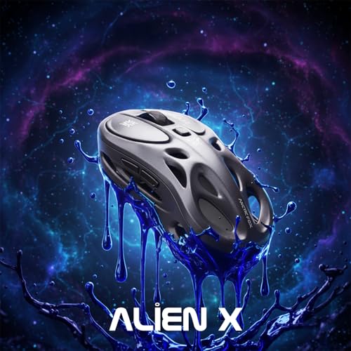 ARCTIC FOX فأر ألعاب لاسلكي Arctic Fox Alien-X، ثلاثي الوضع (2.4G/بلوتوث/سلكي)، 4800 DPI، 1000Hz، تصميم مريح مجوف مع إضاءة RGB قابلة لإعادة الشحن عبر Type-C للماك/اللابتوب/الآيباد/المكتب (رمادي بارد) - Image 3