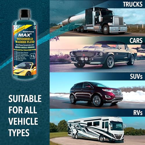 MAX Windshield Washer Fluid Concentrate (1 Ltr) - Anti-Freeze Formula | Car Windshield Cleaner, Streak-Free Wiper Fluid | Lubricates Wipers, Removes Bugs, Grime & Water Spots for Crystal Clear Vision - Image 4
