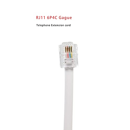 Vthahaby 100 Feet Long Telephone Extension Cord Phone Cable Line Wire, with Standard RJ11 Plug and 1 in-Line Couplers and 30 Cable Clips - White - Image 3