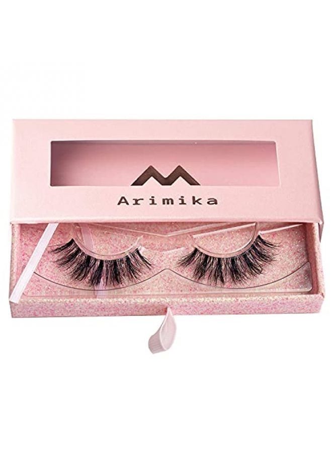 Arimika Clear Band Fluffy 3D Mink False Eyelashes- Round Wispy Natural Lashes with a Medium Dramatic Look