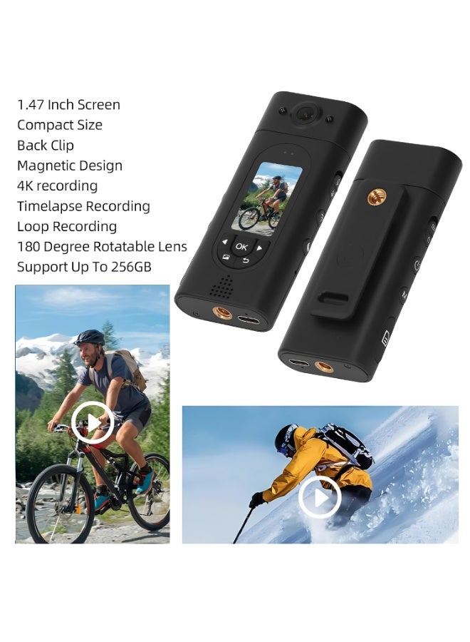 4K Body Camera with Audio and Video Recording, 180 Degree Rotatable Lens - Image 3