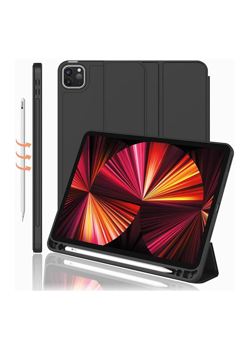 DUSALA iPad Pro 11 Inch Case (2022/2021/2020, 4th/3rd/2nd Generation), iPad Pro 11 Inch Cover, Built-in Pencil Holder, Flexible Back Cover, Tri Fold Stand, Auto Sleep/Wake, Rebound Magnetic Case, (Black) - Image 1