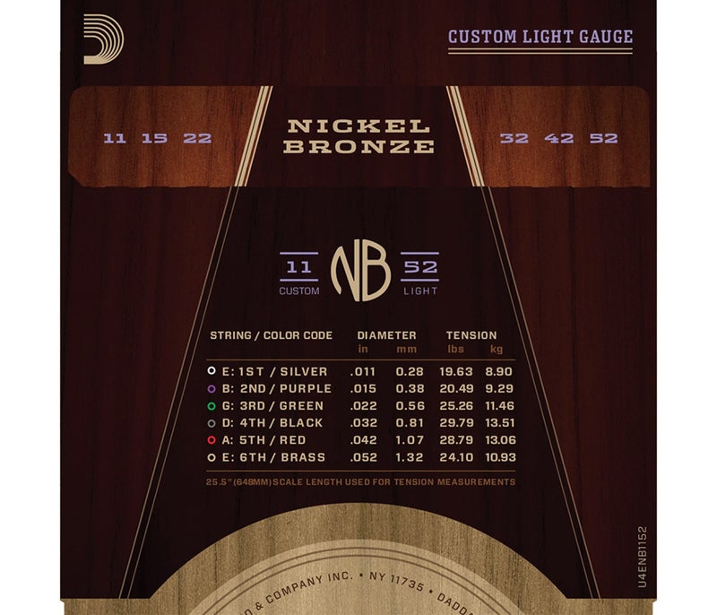 Daddario NB1152 Nickel Bronze Acoustic Guitar Strings Light - 11-52 - Image 3