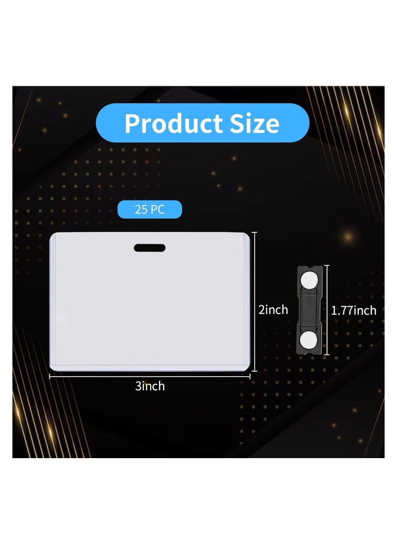 Excefore Clear Vinyl Magnetic Badge Holder 3”x2” Horizontal ID Card Name Tag Waterproof Magnet Name Tags Clear Name Badge Magnets Holder Reusable Waterproof for Teachers Doctors Nurses (25 Pack)  - Image 5