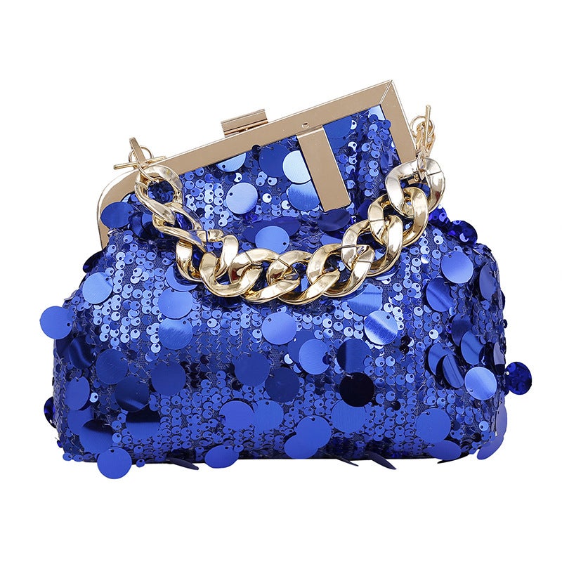 Shiny Small Bag For Women Versatile Crossbody Bag Sequin Chain Bag Fashion Clip Bag Hand Evening Bag - Image 1