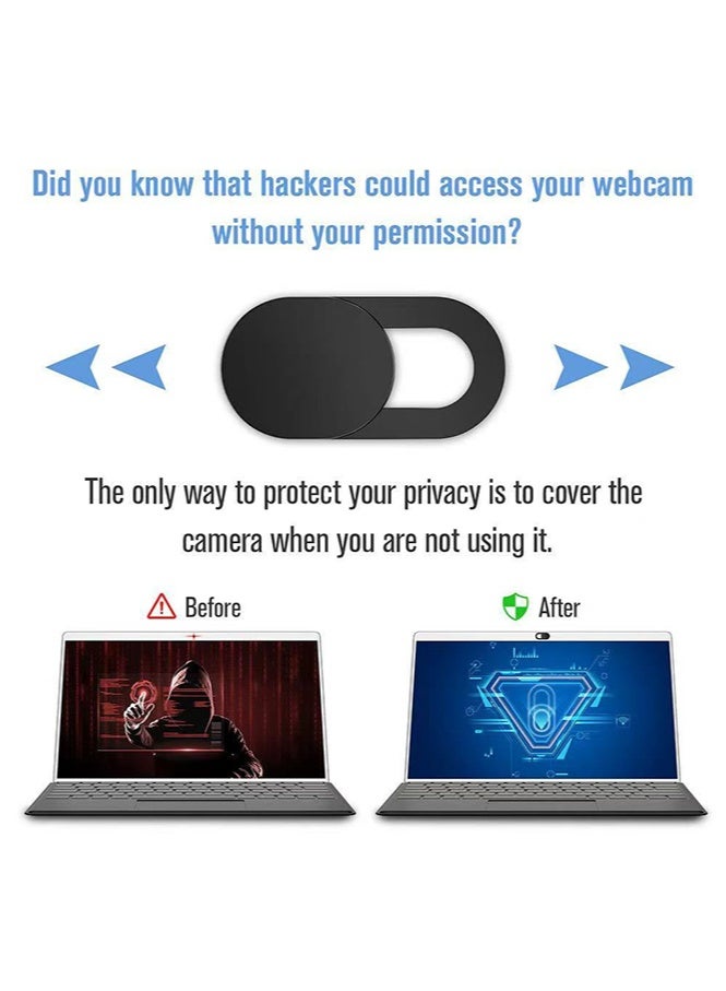 إتش إل تيك سداسية  غطاء كاميرا لمنع للتجسس مزود بغطاء غالق لكاميرا الويب واللابتوب والتابلت والهواتف المحمولة أسود - Image 2