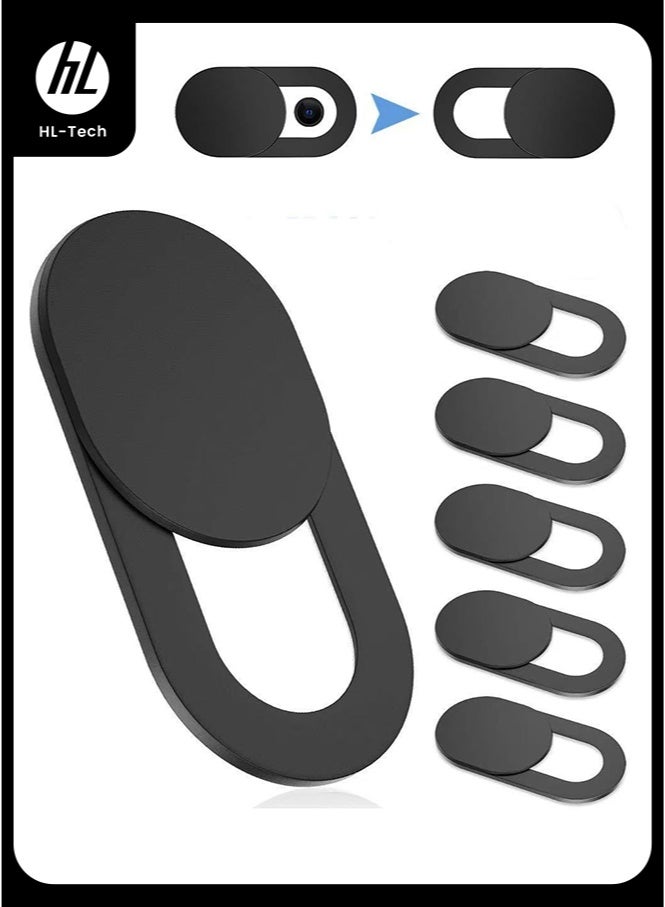 إتش إل تيك سداسية  غطاء كاميرا لمنع للتجسس مزود بغطاء غالق لكاميرا الويب واللابتوب والتابلت والهواتف المحمولة أسود - Image 1