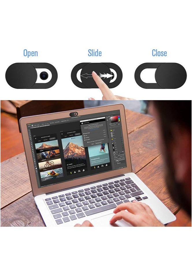 إتش إل تيك سداسية  غطاء كاميرا لمنع للتجسس مزود بغطاء غالق لكاميرا الويب واللابتوب والتابلت والهواتف المحمولة أسود - Image 3