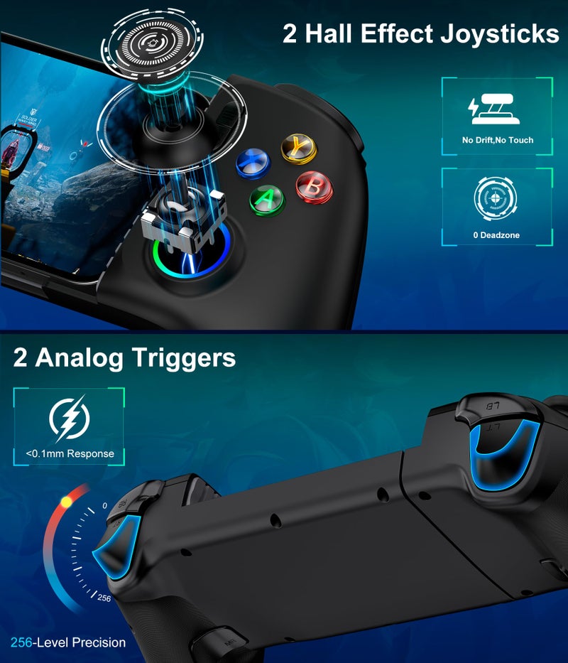 Mocagen Mobile Gaming Controller, MC2 Phone Controller for iPhone/Android/Switch/Oled/Switch 2 with Programmable/Hall Effect Joysticks & Analog Triggers/RGB Light - Image 3