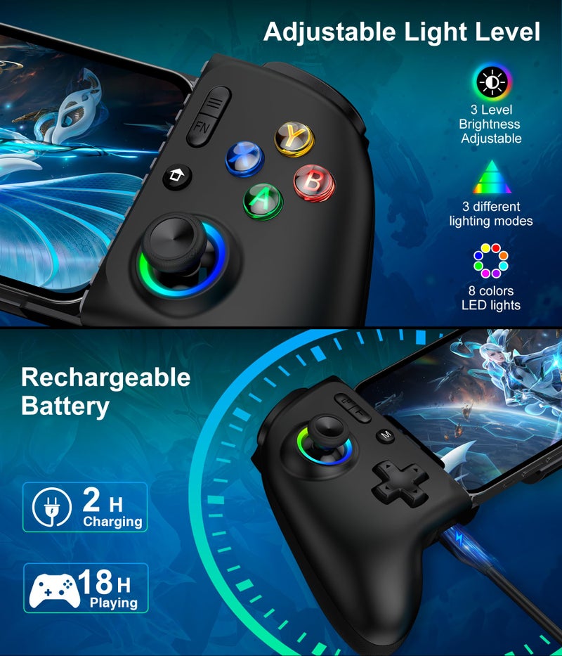 Mocagen Mobile Gaming Controller, MC2 Phone Controller for iPhone/Android/Switch/Oled/Switch 2 with Programmable/Hall Effect Joysticks & Analog Triggers/RGB Light - Image 5