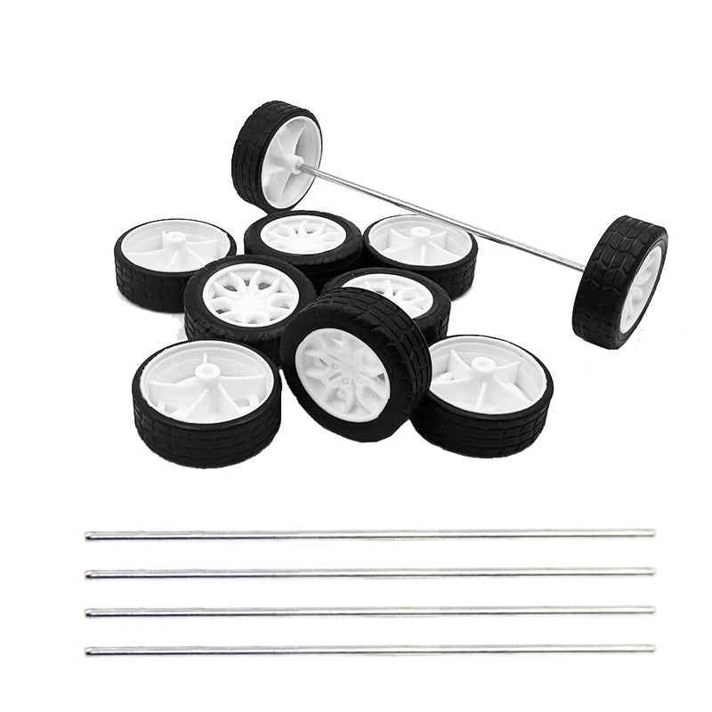URIMPAVIDO 10PCS Toy Car Wheels 30mm Rubber Tire with 5PCS Shaft Round Axles for for DIY Model Toy RC Car Accessories 2X30MM - Image 2