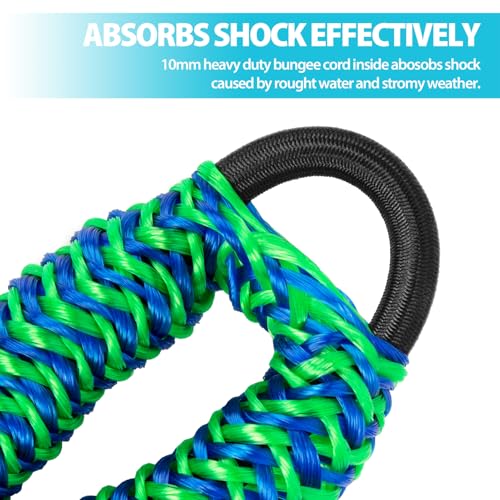 Obcursco Bungee Dock Lines for Boat, Docking Rope with 316 Stainless Steel Clips, Accessories for Jet Ski, PWC, SeaDoo, Yamaha WaveRunner, Marine, Kayak, Pontoon, Sets of Two(4ft & 6ft) (Green/Blue) - Image 2