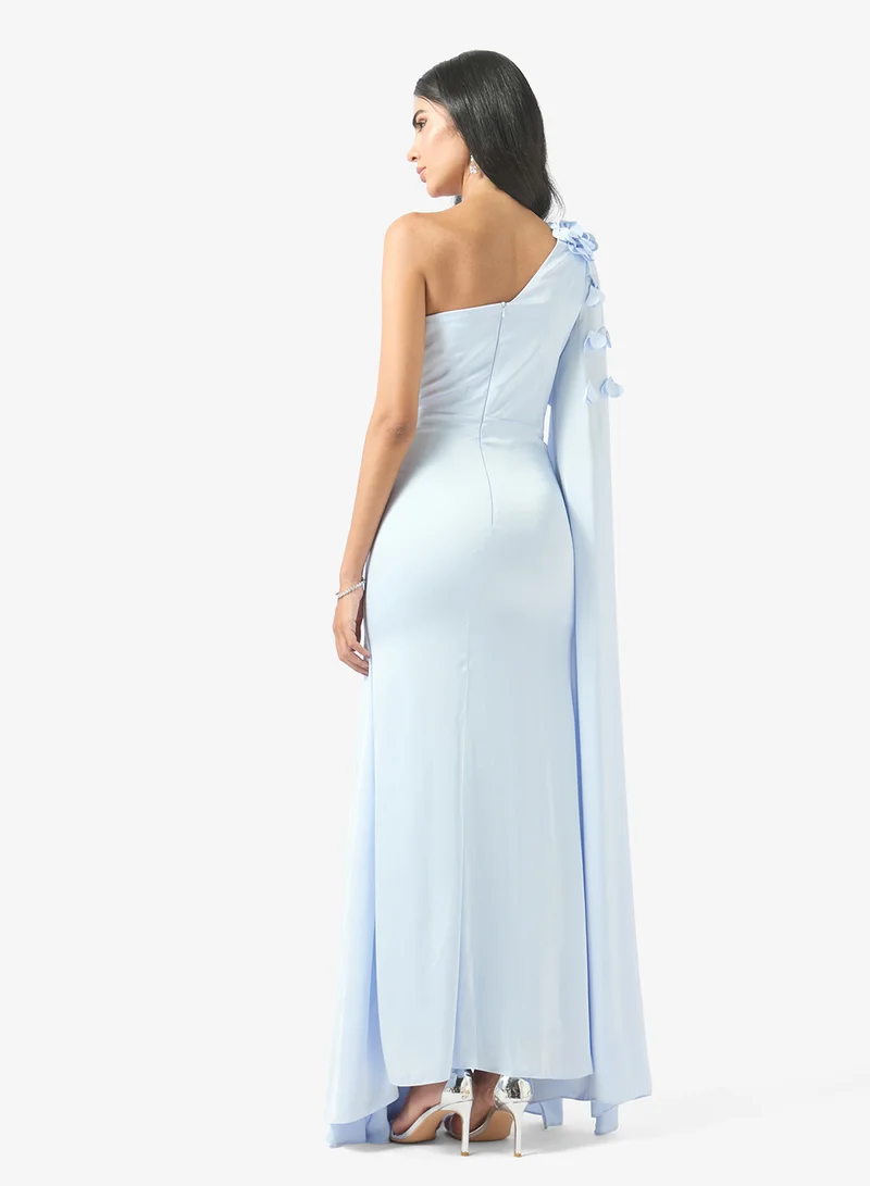 Akadia Fashion One Shoulder Flower Detail Dress