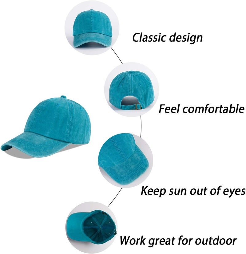 LANGZHEN Unisex Baseball Cap 100% Cotton Fits Men Women Washed Denim Adjustable Dad Hat - Image 4