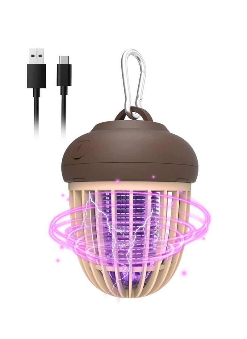 Bug Zapper Rechargeable Mosquito Killer, Indoor and Outdoor Electric Fly Trap with Light Hanging Loop USB Killing Lamp Portable LED, Cordless Powered Waterproof Bug Fly Trapper