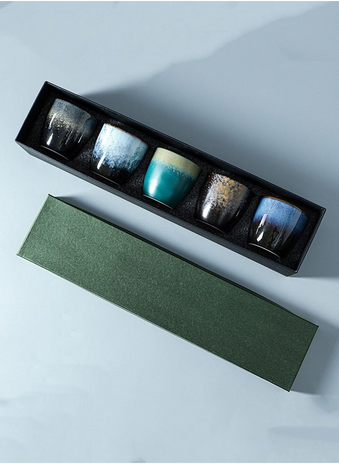 Joshberg Set Of 5 Espresso Coffee Cup Ceramic Teacup Porcelain Tea Cup Set Multicolour 150ml  - Image 1