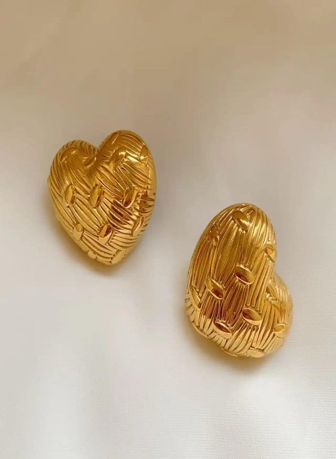 AMAAL Heart earrings set for women stylish earinging western Stylish Chunky Golden Dainty Small Huggie Hoop Earrings | Aesthetic Hoops Bali Studs | Korean Fashion Jewellery for Women Girls 179 - Image 3