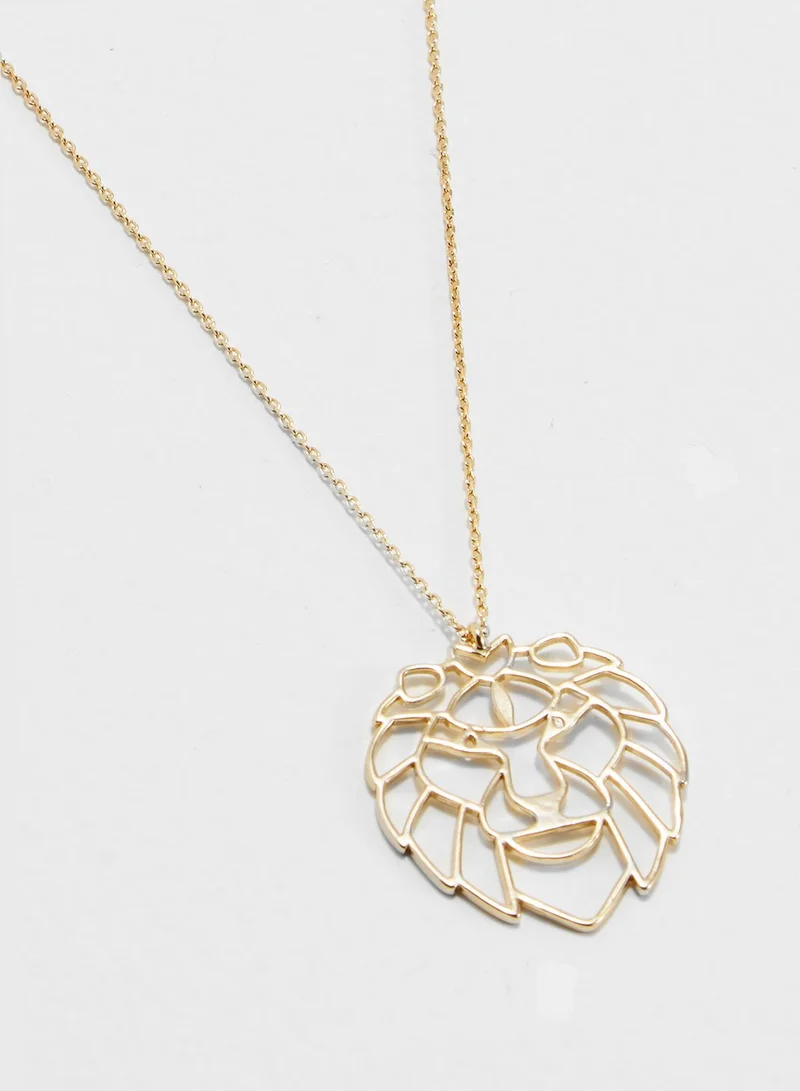 Orelia Medium Lion Cut Out Necklace