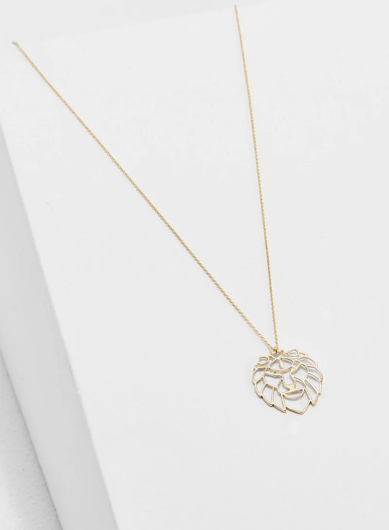 Orelia Medium Lion Cut Out Necklace