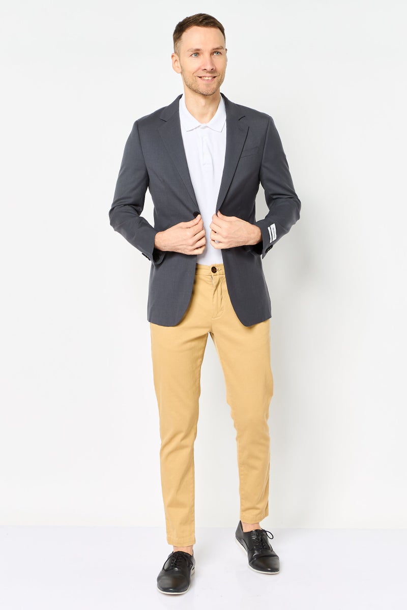 SELECTED Men Slim Fit Solid Semi Formal Blazer, Dark Grey - Image 2