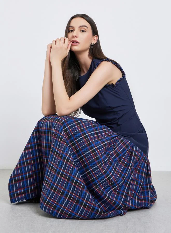 Take Two Take Two Checked Sleeveless Maxi Dress