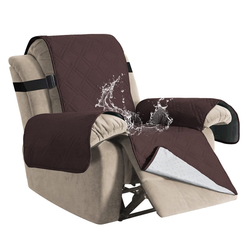H.VERSAILTEX HVERSAILTEX 100 Waterproof Recliner Chair Covers Washable Recliner Cover for Reclining Chair Non Slip Recliner Slipcovers Seat Width Up to 22 Furniture Protectors for Pets Recliner Brown