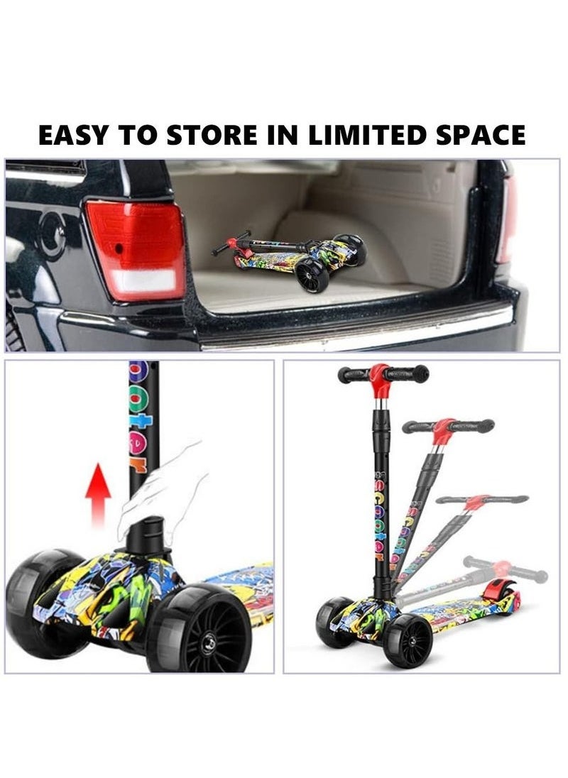 Kids scooter, 3 Wheel Scooter with Flash Wheels and Adjustable Height, Children Kick Scooter for 2-12 Year Kids