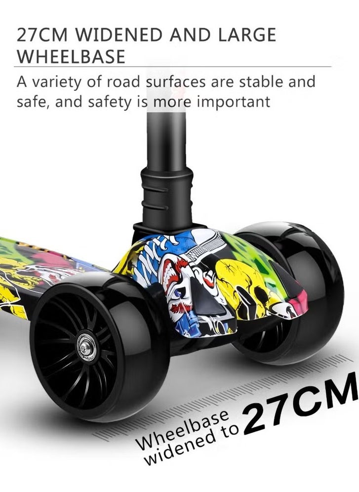 Kids scooter, 3 Wheel Scooter with Flash Wheels and Adjustable Height, Children Kick Scooter for 2-12 Year Kids