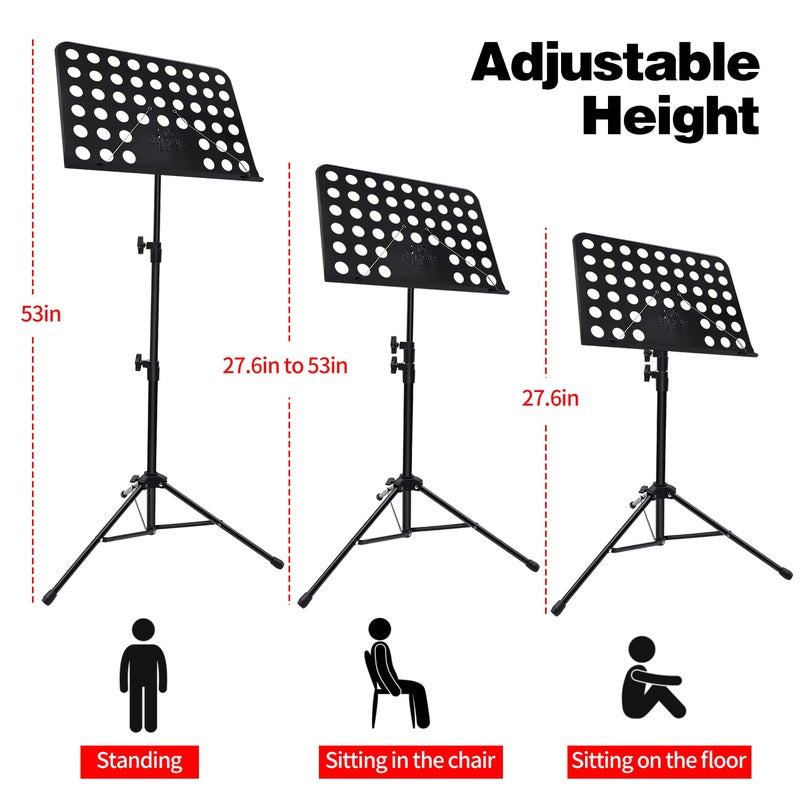 Mdvora 1/2/3 Pack Sheet Music Stand, Adjustable Music Stand with Carrying Bag, Professional Music Book Holder Music Sheet Clip Holder for Guitar, Ukulele, Violin Players(Standard Version, 1 Pack) - Image 3