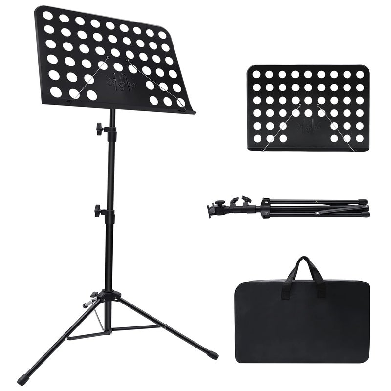 Mdvora 1/2/3 Pack Sheet Music Stand, Adjustable Music Stand with Carrying Bag, Professional Music Book Holder Music Sheet Clip Holder for Guitar, Ukulele, Violin Players(Standard Version, 1 Pack) - Image 1