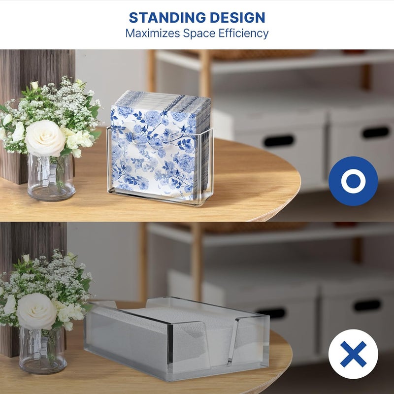 LEVIMETREE Acrylic Napkin Holder  Crystal Clear Square Napkin Holder for Table Vertical Freestanding Paper Napkin Dispenser for Kitchen Dinner Cocktail Restaurant Party Modern Home Dcor - Image 2