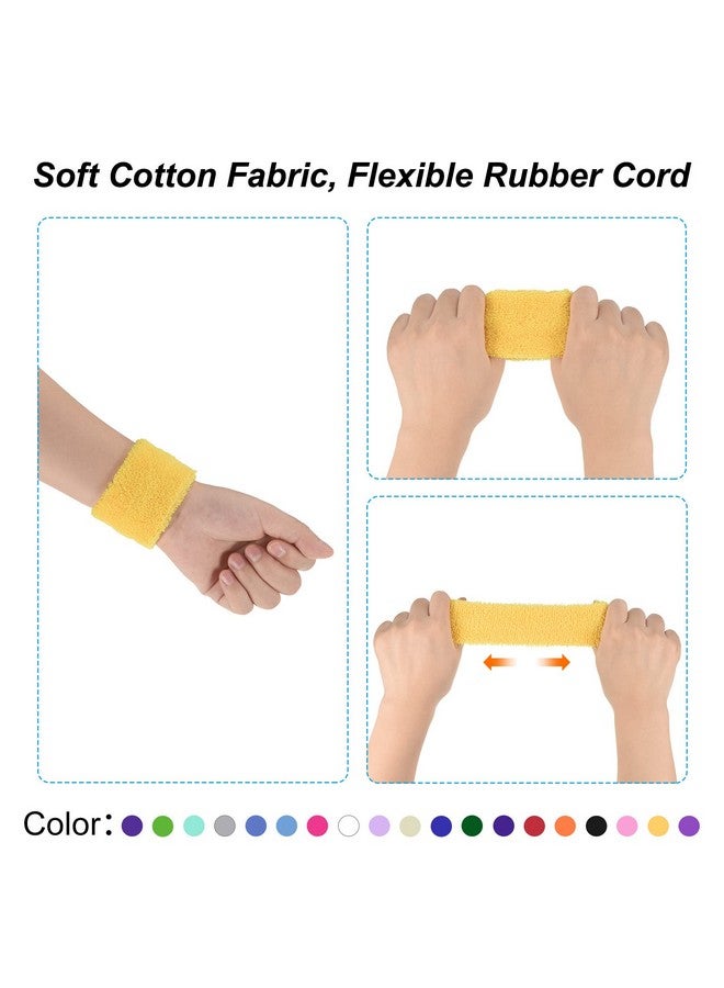 PATIKIL Sports Wristbands 8X5Cm 6 Pack Cotton Terry Cloth Absorbent Sweatband For Tennis Basketball Working Out Athletic Running Orange  - Image 4
