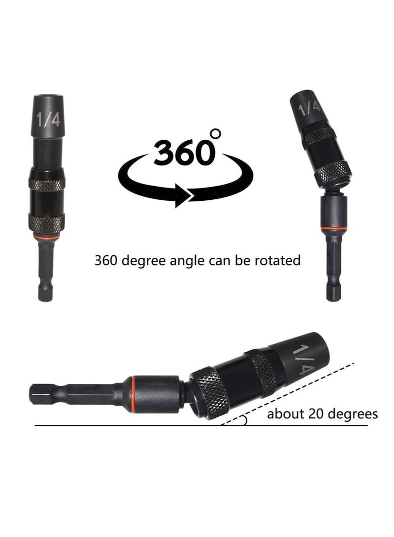 Captaintech Pivot Bit Holder, 3 Pcs Magnetic Swiveling Screwdriver Holder, Flexible Extension Hex Pivoting Bit Tip Holder, Bendable in 20° Angle, for Tight Spaces or Corners - Image 3