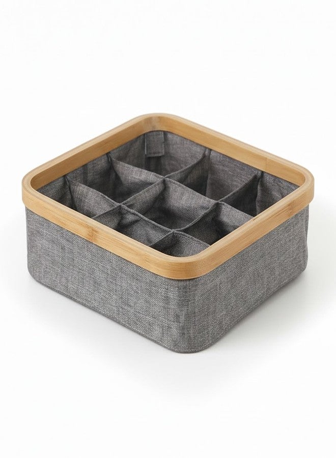 oddpod™ Sortee Wardrobe Organizer with 9 Compartments | Foldable Bamboo Frame Fabric Divider for Clothes, Innerwear, Accessories, Beauty Items, Desktop & Shelf Organization (Grey) - Image 2