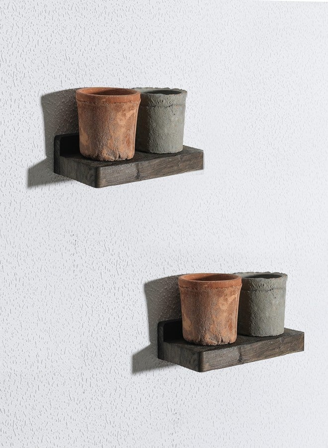 Freezing point Set of 2 Natural Wood 8×4Inch Small Wall Shelf Mini Floating Shelves for Wall Decor Plant Display Collectibles Mounted Kitchen Bathroom Bedroom Corner Decorative Storage Tiny Stand - Image 2