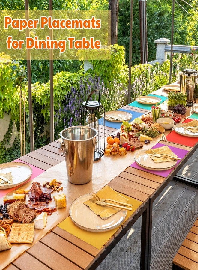 Panelee 120 Pcs Colorful Disposable Paper Placemats 10 x 14 Inch Rainbow Paper Place Mats with Decorative Wavy Scalloped Edge Blank Table Mats for Easter Wedding Catering Dining Party (Bright Color) - Image 5