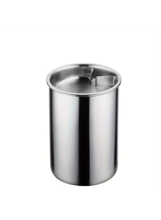 Stainless Steel Silvery Smokeless Windproof Ashtray Round Indoor Outdoor Terrace - Image 5