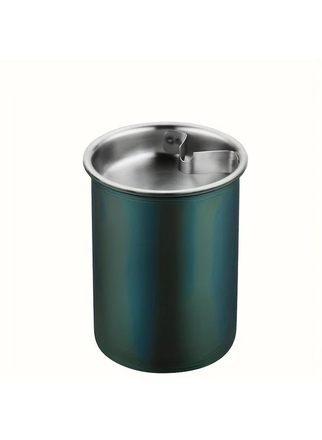 Stainless Steel Silvery Smokeless Windproof Ashtray Round Indoor Outdoor Terrace - Image 4