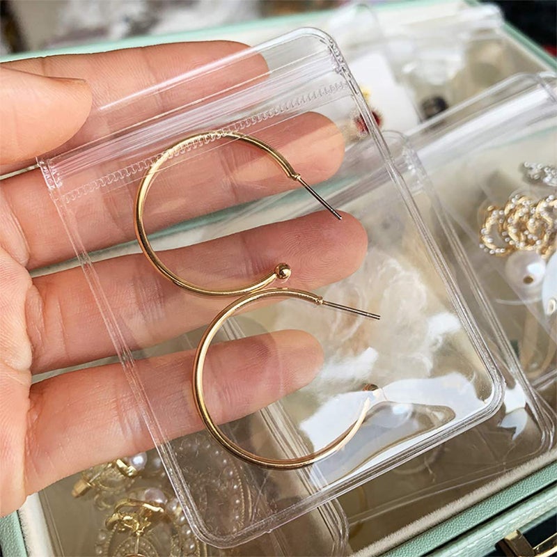 Fnuiddt 100 Pack PVC Clear Jewelry Anti Oxidation Zipper Bag Antitarnish Plastic Bags for Packaging Jewelry Rings Earrings Transparent Poly Pouch (Clear, 3.14×4.72inch) - Image 4