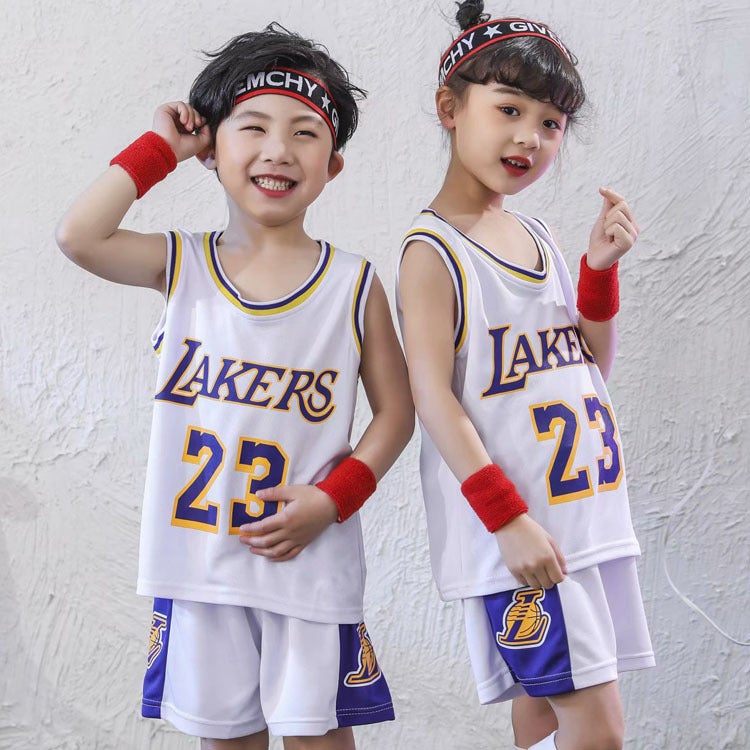 Generic Childrens Summer Basketball Suit Sportswear Set White