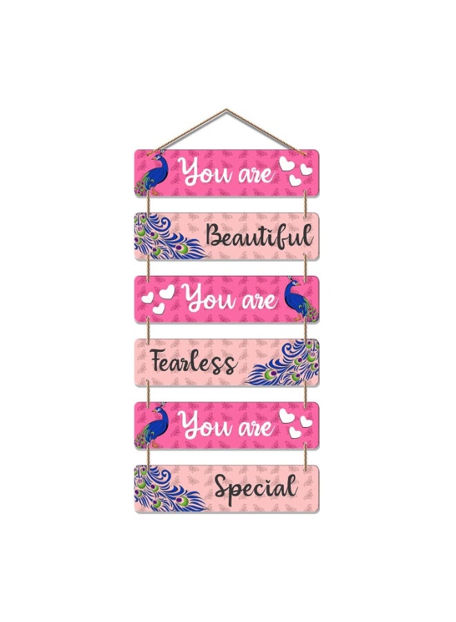 Artvibes You Are Beautiful You Are Fearless Decorative Wall Hanging Wooden Art | Quotes Decor Item | Wall Poster | Office Decor | Wall Art Print | Inspirational quotes | Gift Items (WH_3281N) - Image 1